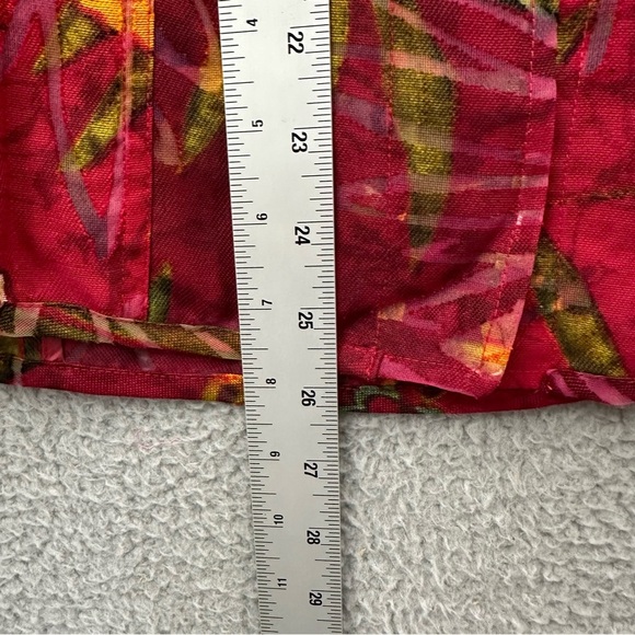 Chico's Long Sleeve Floral Button Up Linen Blend Tropical Artsty Red Women's 2 L - Picture 8 of 8